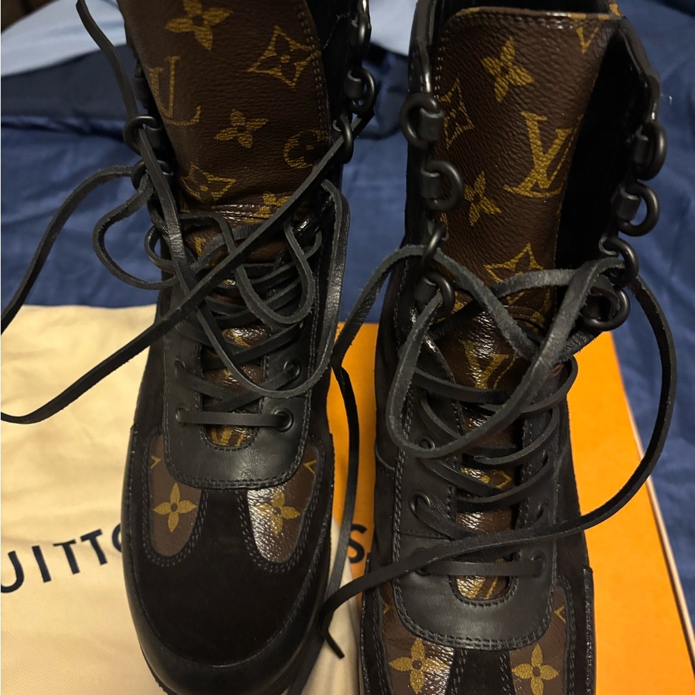 Louis Vuitton Brown and Black Monogram Boots